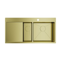 картинка Кухонная мойка Omoikiri Akisame 100-2-R-LG нерж. сталь/светлое золото от магазина SEFI