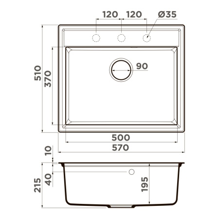 картинка Кухонная мойка Omoikiri Daisen 57-PA Artgranit/пастила от магазина SEFI