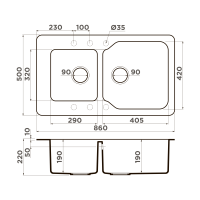 картинка Кухонная мойка Omoikiri Maru 86-2-CH Tetogranit/шампань от магазина SEFI