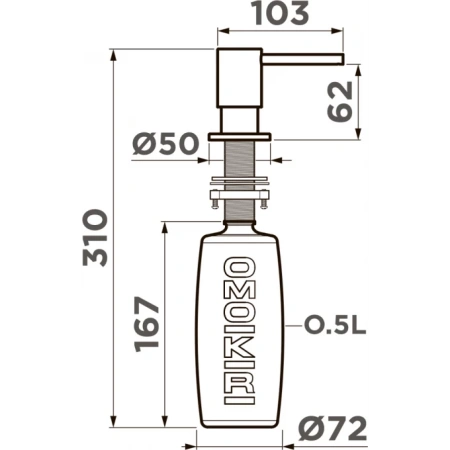 картинка Дозатор для моющего средства OMOIKIRI OM-08-BN латунь/нержавеющая сталь 4995098 от магазина SEFI