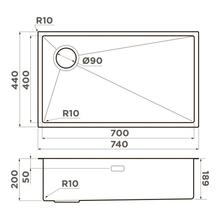 картинка Кухонная мойка Omoikiri Taki 74-U/IF-L Side in нерж. сталь/нерж. сталь от магазина SEFI