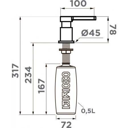 картинка Дозатор для моющего средства OMOIKIRI OM-05-BN латунь/нержавеющая сталь 4995076 от магазина SEFI