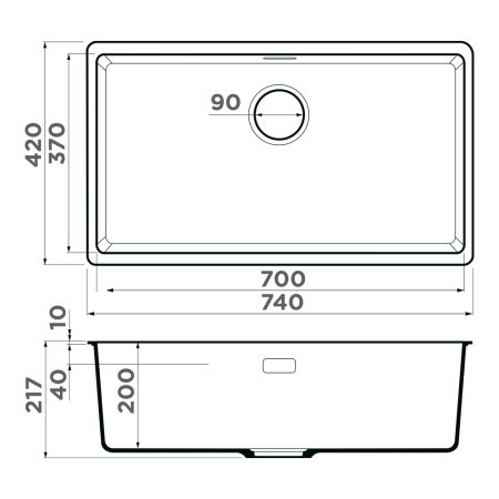 картинка Кухонная мойка Omoikiri Kata 74-U-BL Artgranit/черный от магазина SEFI