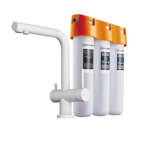 картинка Комплект смеситель + фильтр Nagano-WH-P + Pure drop Lite |белый от магазина SEFI